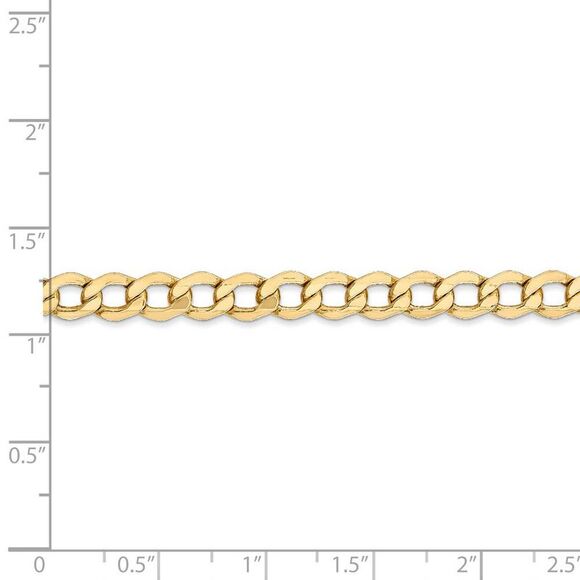 5.25mm, 14K Yellow Gold, Hollow Curb Link Chain Necklace, 28 Inch - Picture 4 of 7